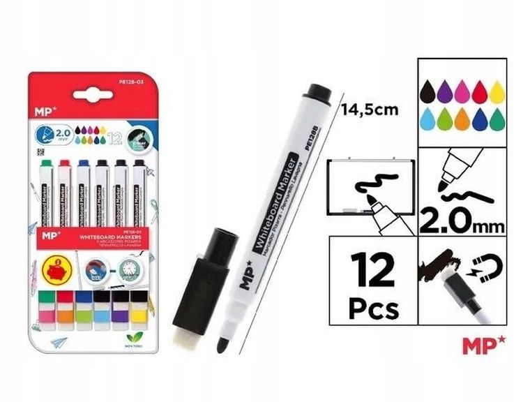 MP Main Paper, markery do tablic, 12 kolorów