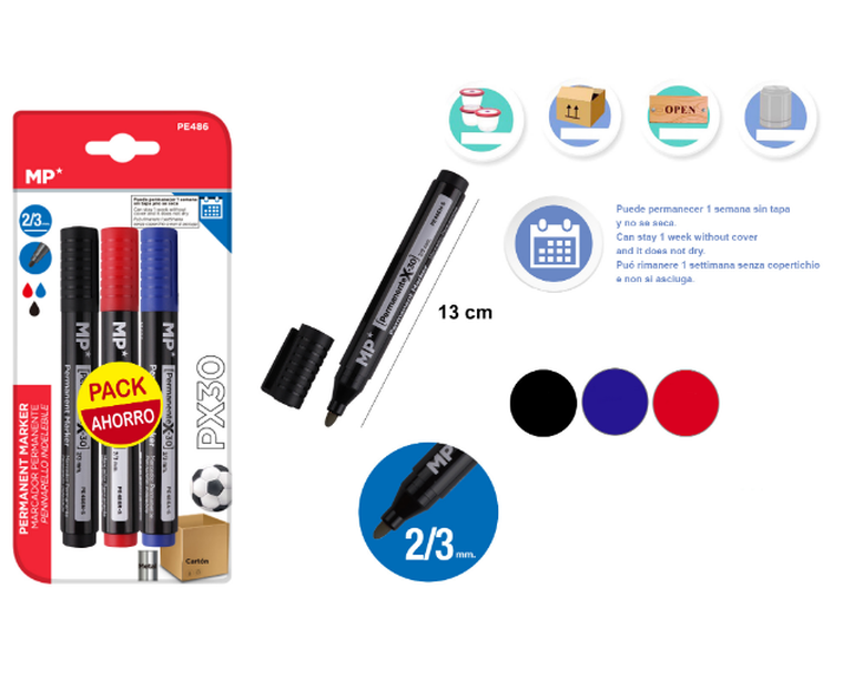 MP Main Paper, markery permanentne, 3 szt.