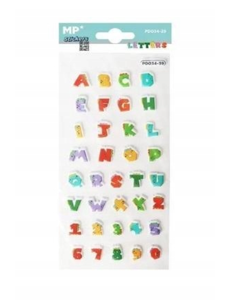 MP Main Paper, naklejki 3D, literki cyferki dinozaury