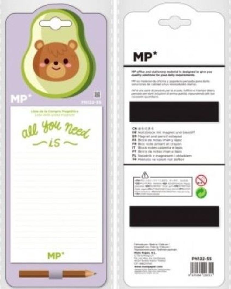 MP Main Paper, notes magnetyczny na lodówkę z ołówkiem, awokado, 1 szt.
