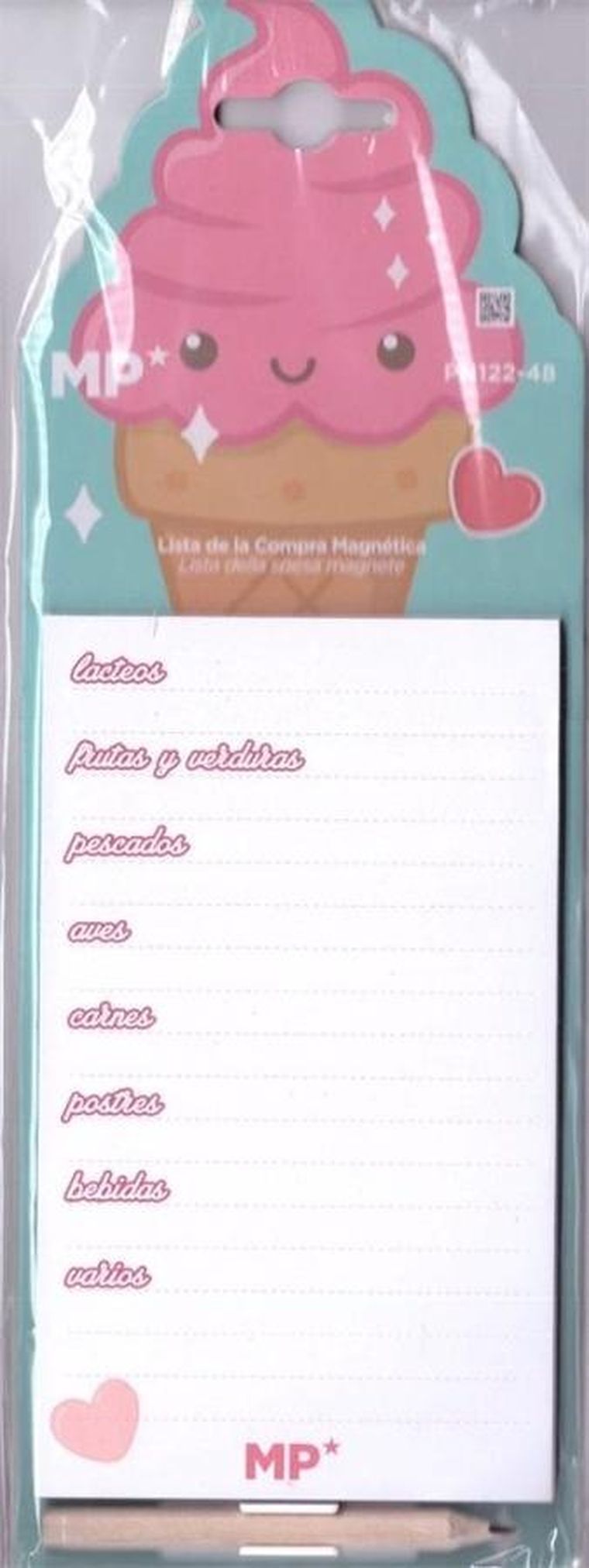 MP Main Paper, notes magnetyczny na lodówkę z ołówkiem, lód, 1 szt.