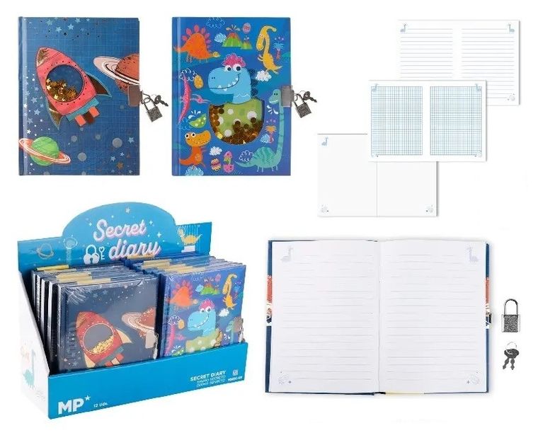 MP Main Paper, notes na kłódkę, kosmos, dinozaury, 1 szt.