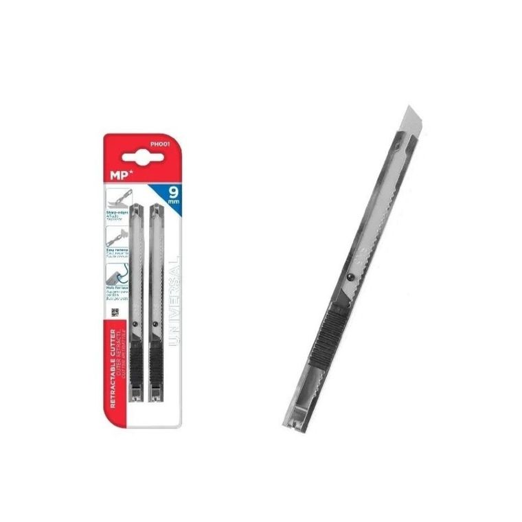 MP Main Paper, nóż do papieru, wysuwany, czarny, 9 mm, 2 szt.