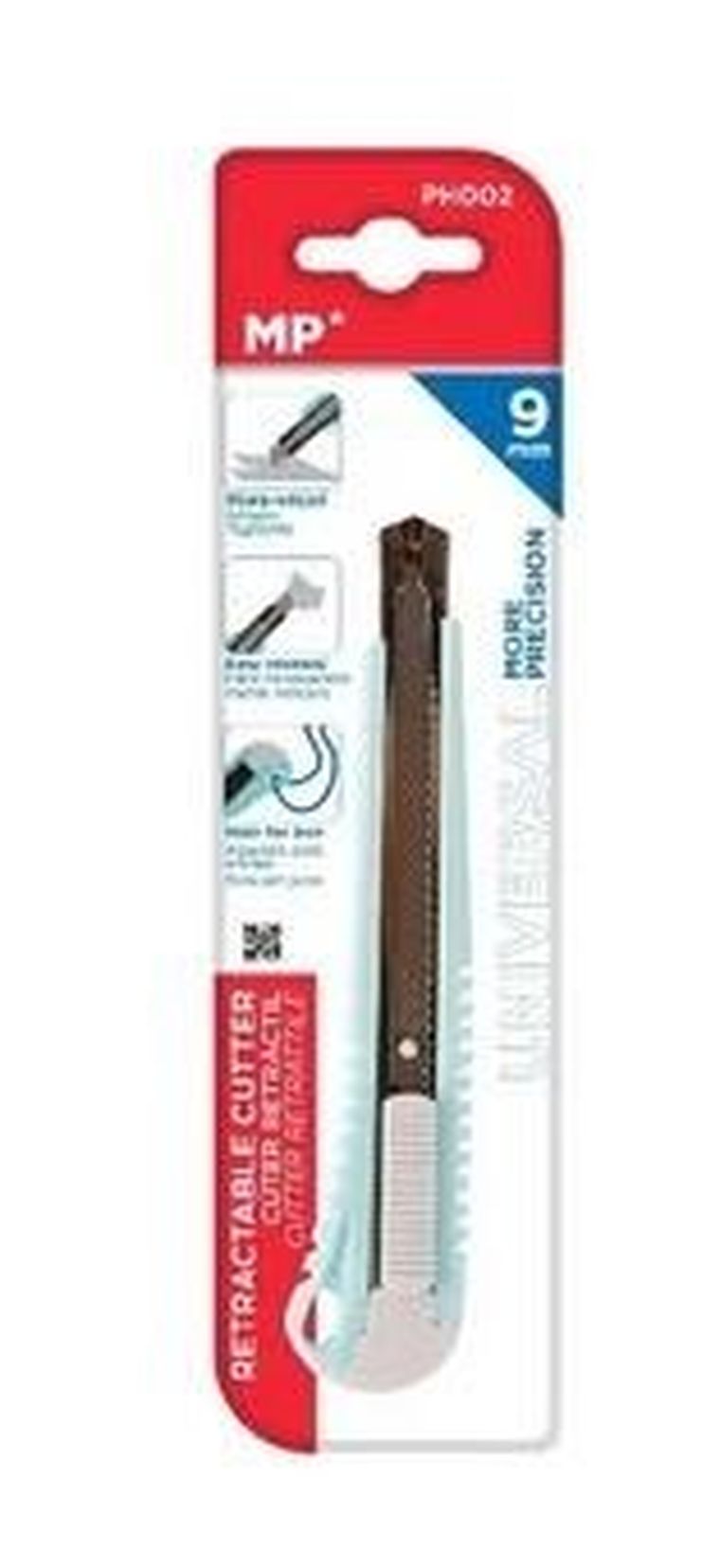 MP Main Paper, nóż do papieru wysuwany, zielony, 9 mm