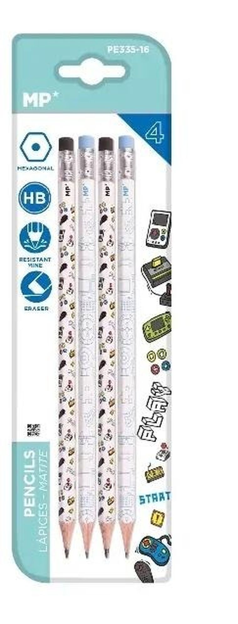 MP Main Paper, ołówek z gumką HB, 4 szt.