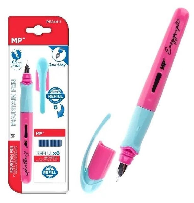 MP Main Paper, pióro wieczne z wkładami, 0,5 mm, różowe, 1 szt.