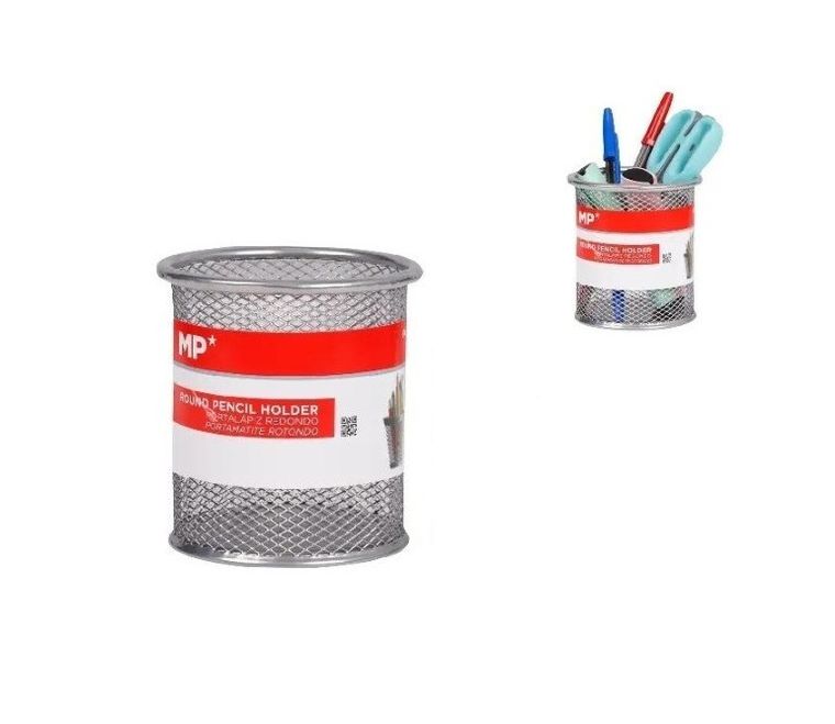 MP Main Paper, pojemnik na długopisy, siatkowy, okrągły, srebrny