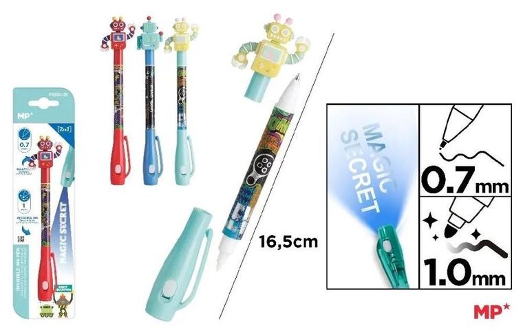 MP Main Paper, Roboty, długopis szpiegowski UV, 0.7/1.0 mm, 1 szt.