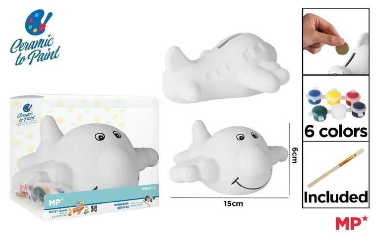 MP Main Paper, skarbonka ceramiczna do malowania, samolot