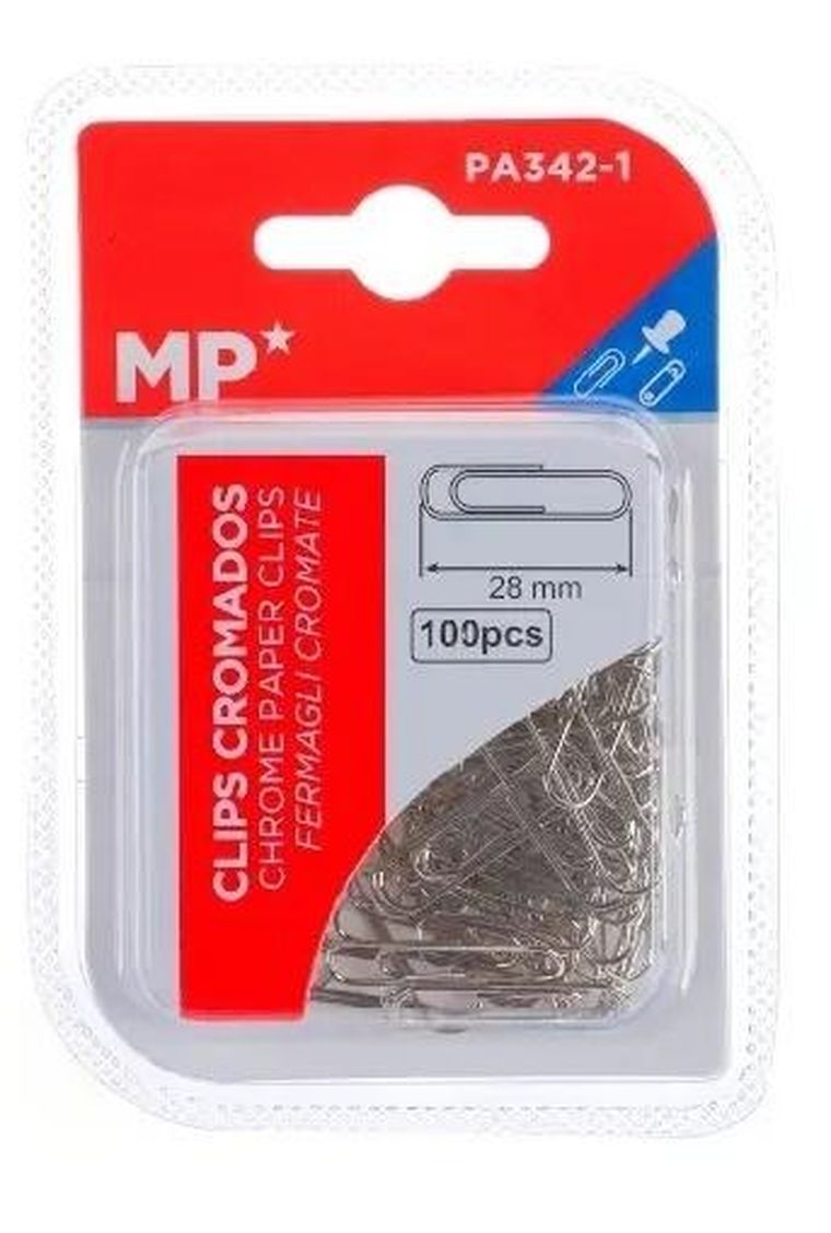 MP Main Paper, spinacze biurowe, srebrne, 28 mm, 100 szt.