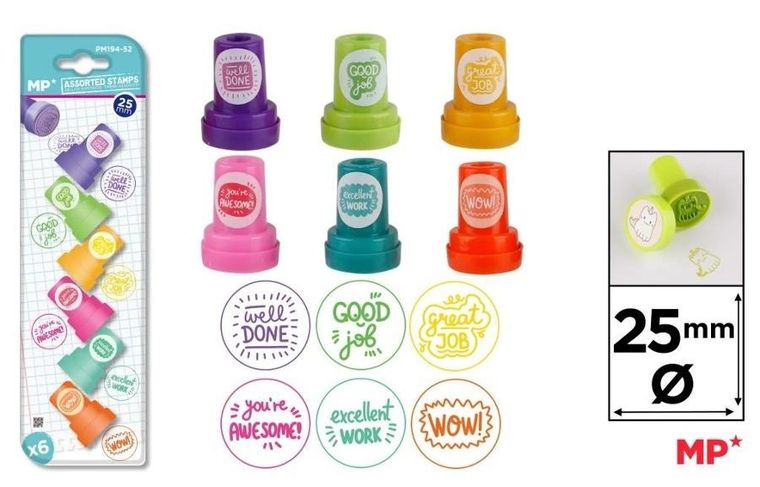 MP Main Paper, stempelki, angielskie, 6 szt.