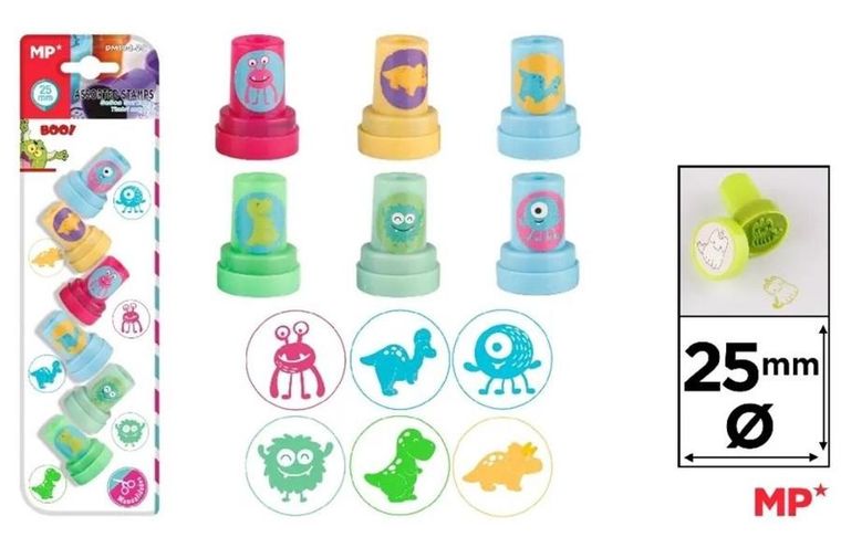 MP Main Paper, stempelki, dinozaury i stworki, 6 szt.