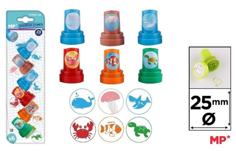 MP Main Paper, stempelki, morskie zwierzęta, 6 szt.