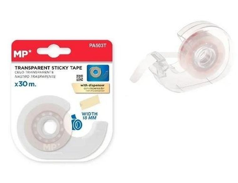 MP Main Paper, taśma biurowa z podajnikiem, przezroczysta, 18 mm x 30m