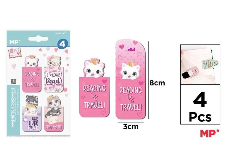 MP Main Paper, zakładki magnetyczne, Kotki, 4 szt.