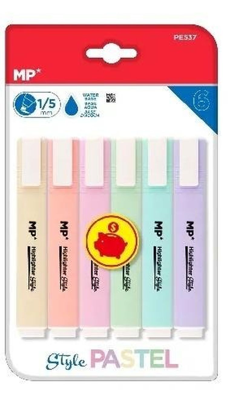 MP Main Paper, zakreślacz, pastelowy, 6 szt.