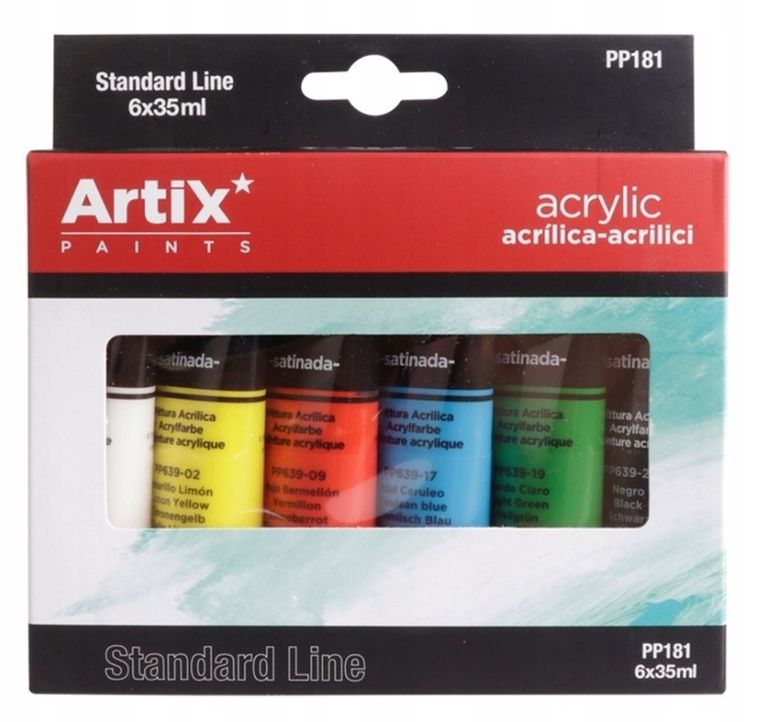 MP Main Paper, zestaw farb akrylowych, 6 kolorów, 6-35 ml