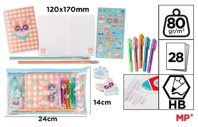 MP Main Paper, zestaw piśmienniczy, piesek