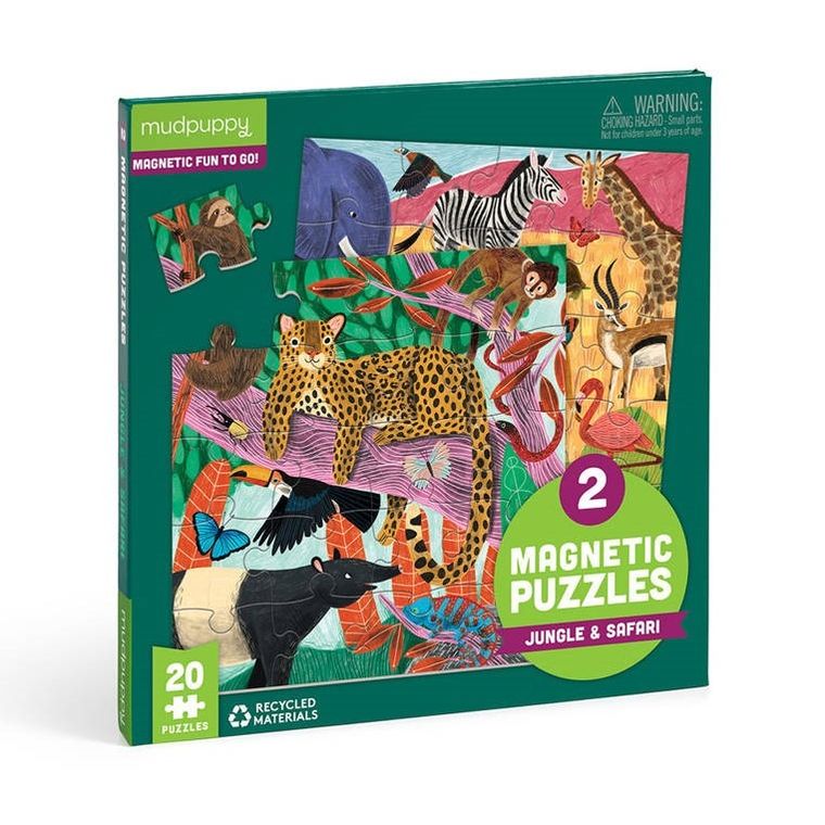 Mudpuppy, Safari & Dżungla, puzzle magnetyczne, 2w1, 20 elementów