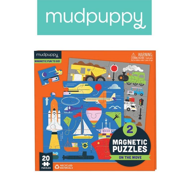 Mudpuppy, Środki transportu, puzzle magnetyczne 2w1, 20 elementów