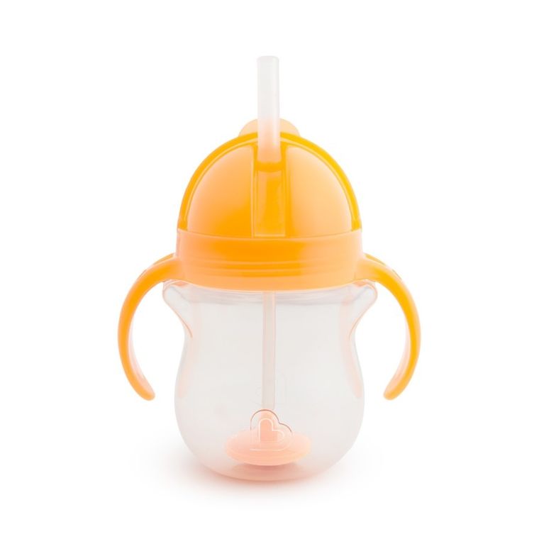 Munchkin, kubek niekapek ze słomką, pomarańczowy, 207 ml