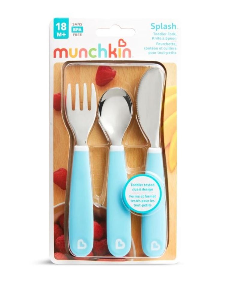 Munchkin, zestaw stalowych sztućców dla dzieci, niebieski