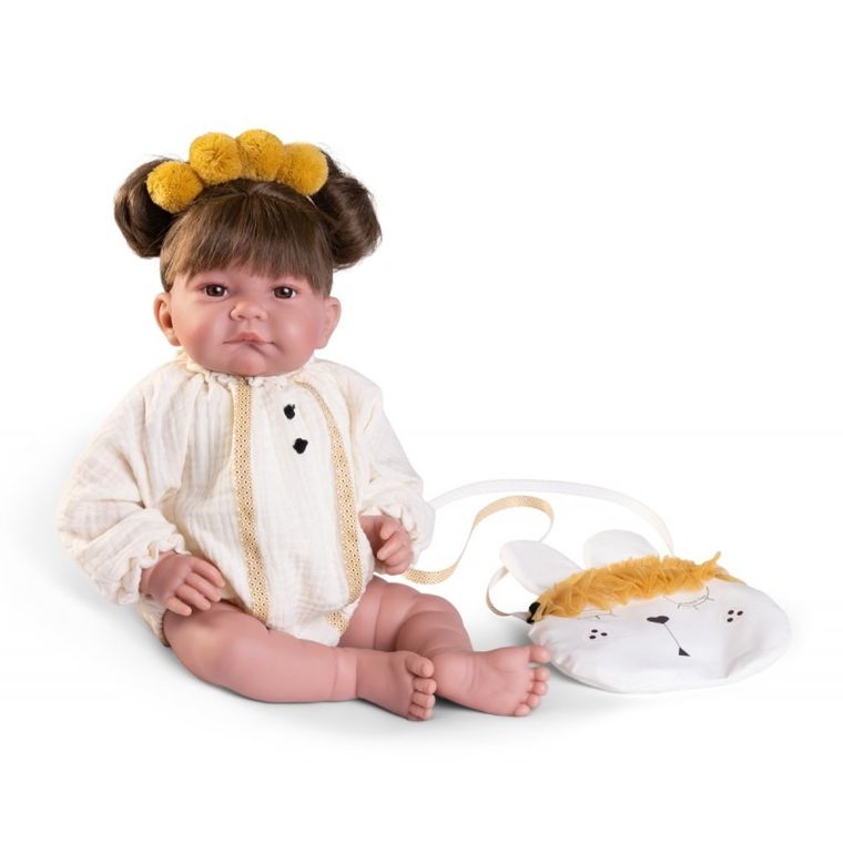 Munecas Antonio Juan, Recien Nacida Nica, lalka hiszpańska, ubranko żółte, 42 cm
