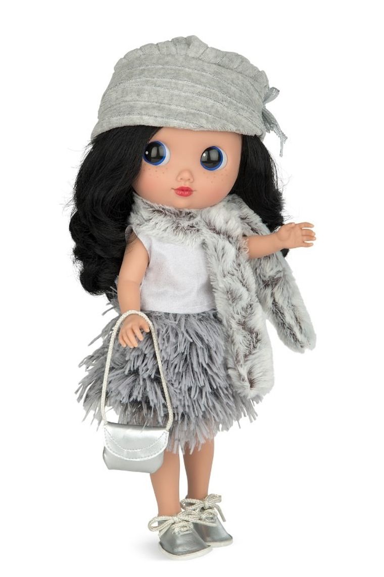 Munecas Arias, Dunya, lalka hiszpańska, szaro-biały strój, 38 cm