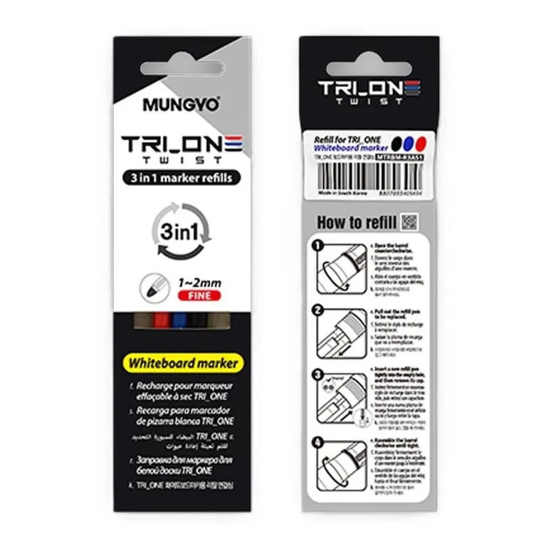 Mungyo, wkłady do markerów suchościeralnych, 3 kolory