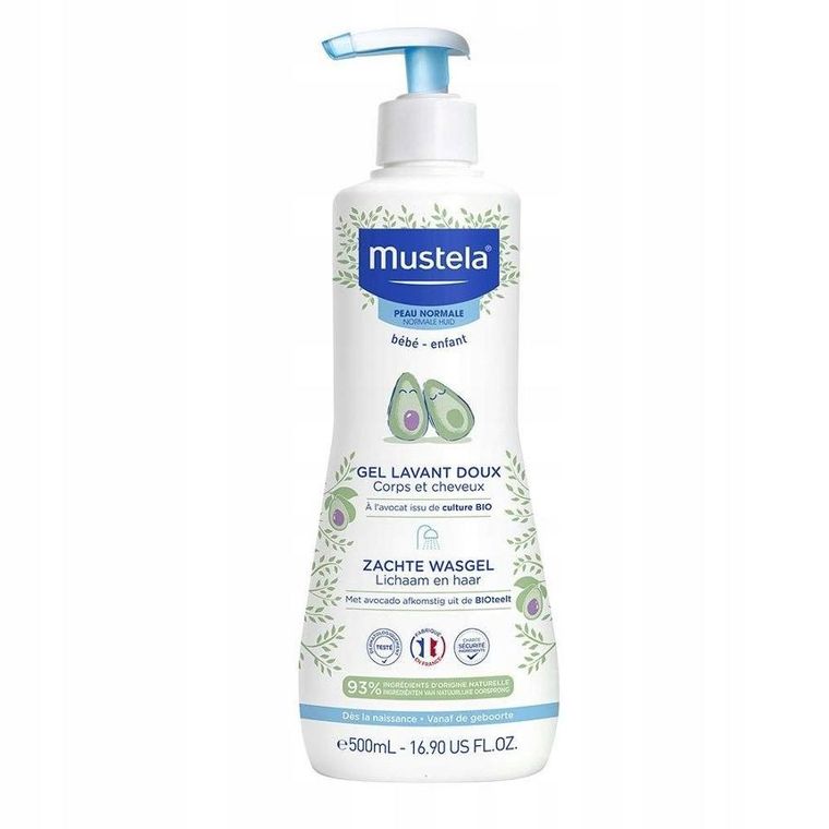 Mustela, Gentle Cleansing Gel, delikatny żel do mycia ciała i włosów, 500 ml