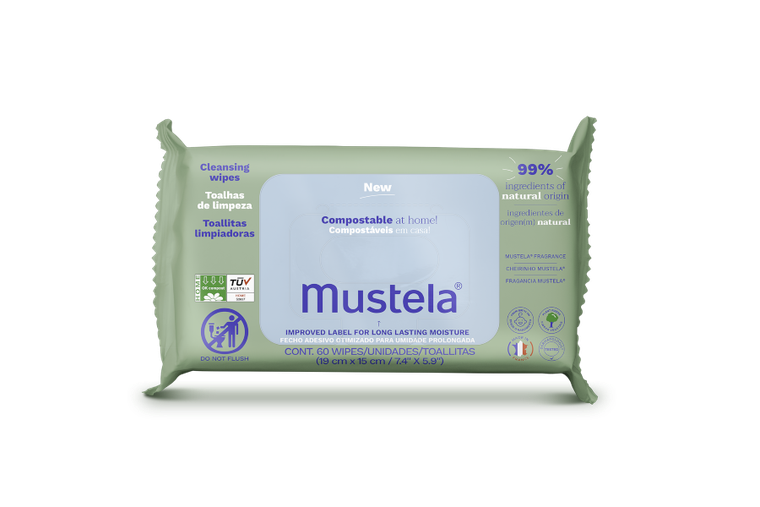 Mustela, kompostowalne chusteczki oczyszczające, 60 szt.