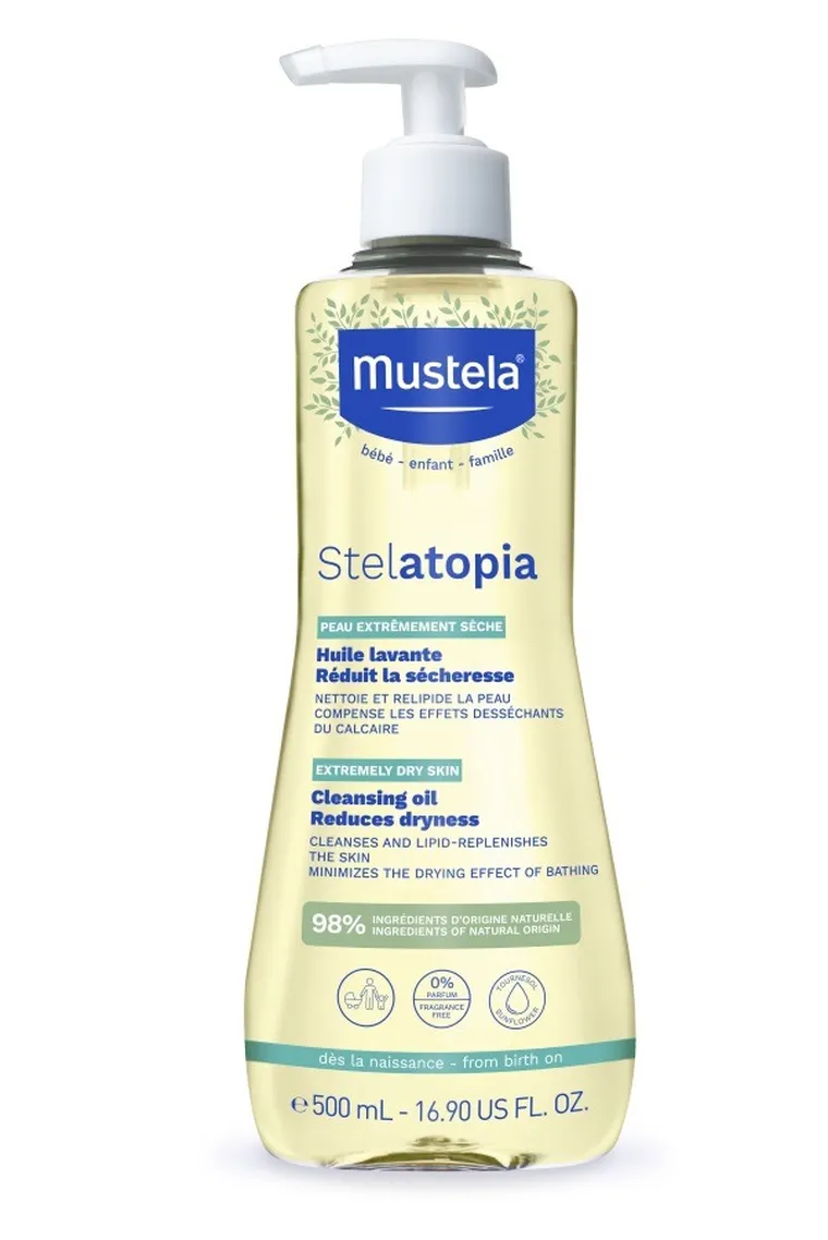 Mustela, Stelatopia Cleansing Oil, olejek do mycia dla dzieci i niemowląt od 1 dnia życia, 500 ml