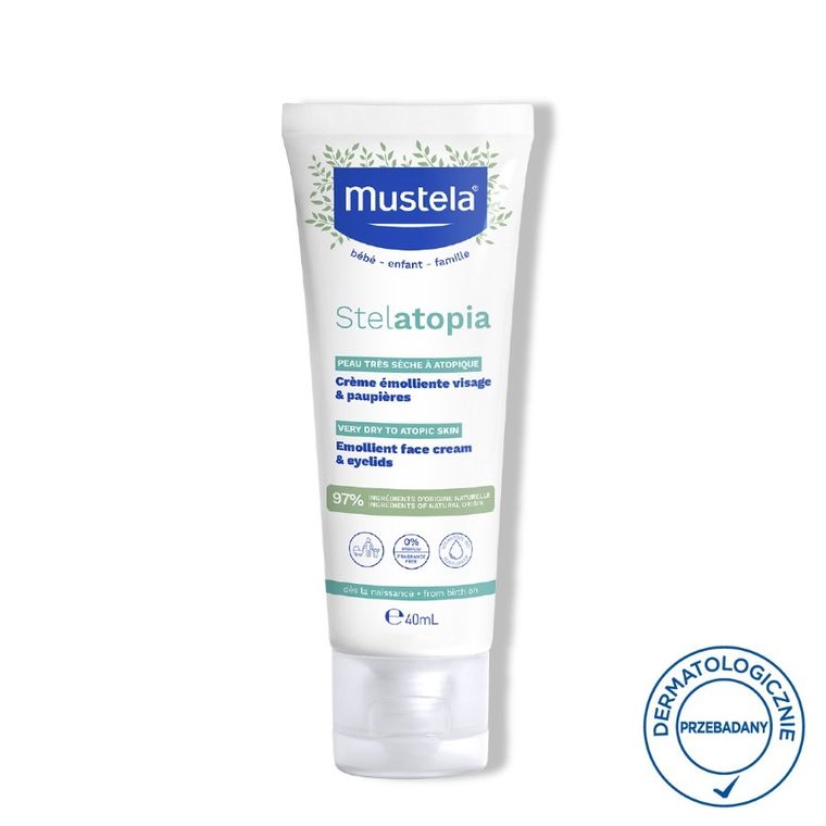 Mustela, Stelatopia Emollient Face Cream, odbudowujący krem do twarzy, 40 ml