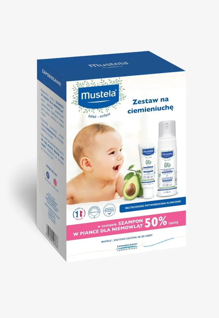 Mustela, zestaw na ciemieniuchę, krem + szampon