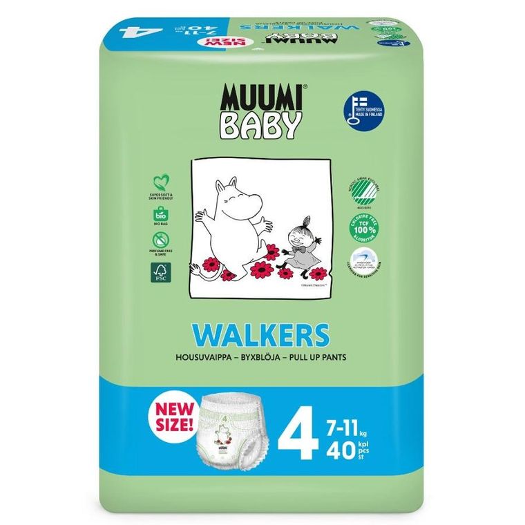 Muumi Baby, pieluchomajtki ekologiczne 4, 7-11 kg, 40 szt.
