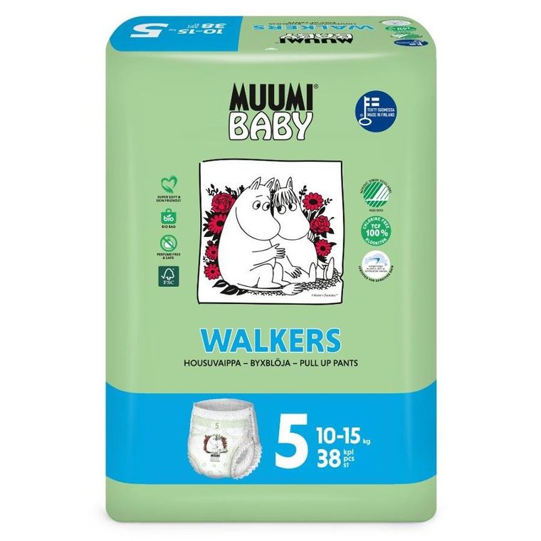Muumi Baby, pieluchomajtki ekologiczne 5, 10-15 kg, 38 szt.