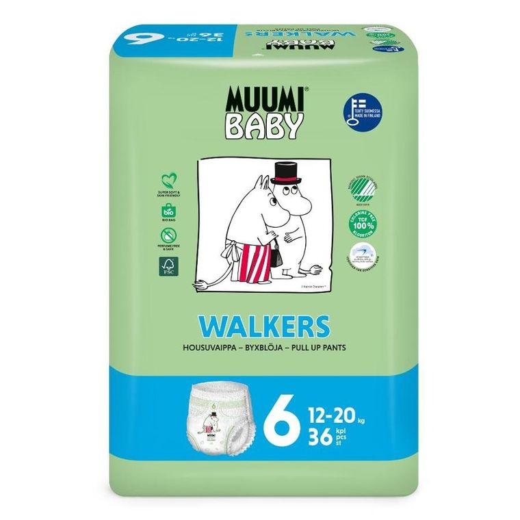 Muumi Baby, pieluchomajtki ekologiczne, rozmiar 6, 12-20 kg, 36 szt.