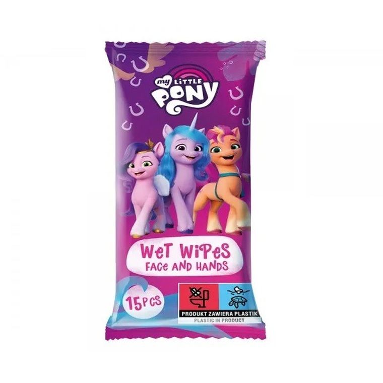 My Little Pony, chusteczki nawilżane do twarzy i rąk, truskawka, 15 szt.