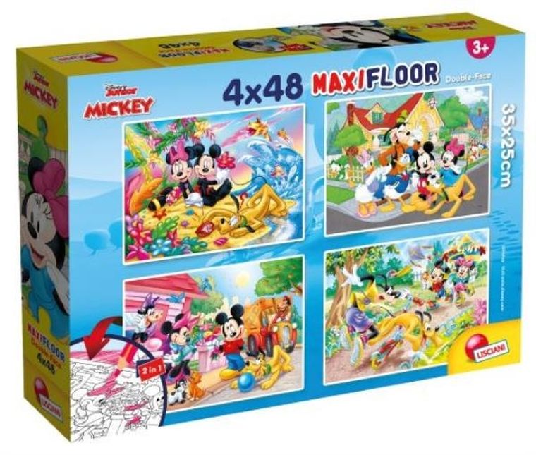 Myszka Miki, puzzle dwustronne supermaxi, 4-48 elementów, 35-25 cm