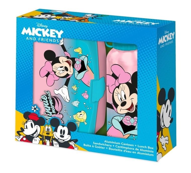 Myszka Minnie, bidon aluminiowy + lunchbox