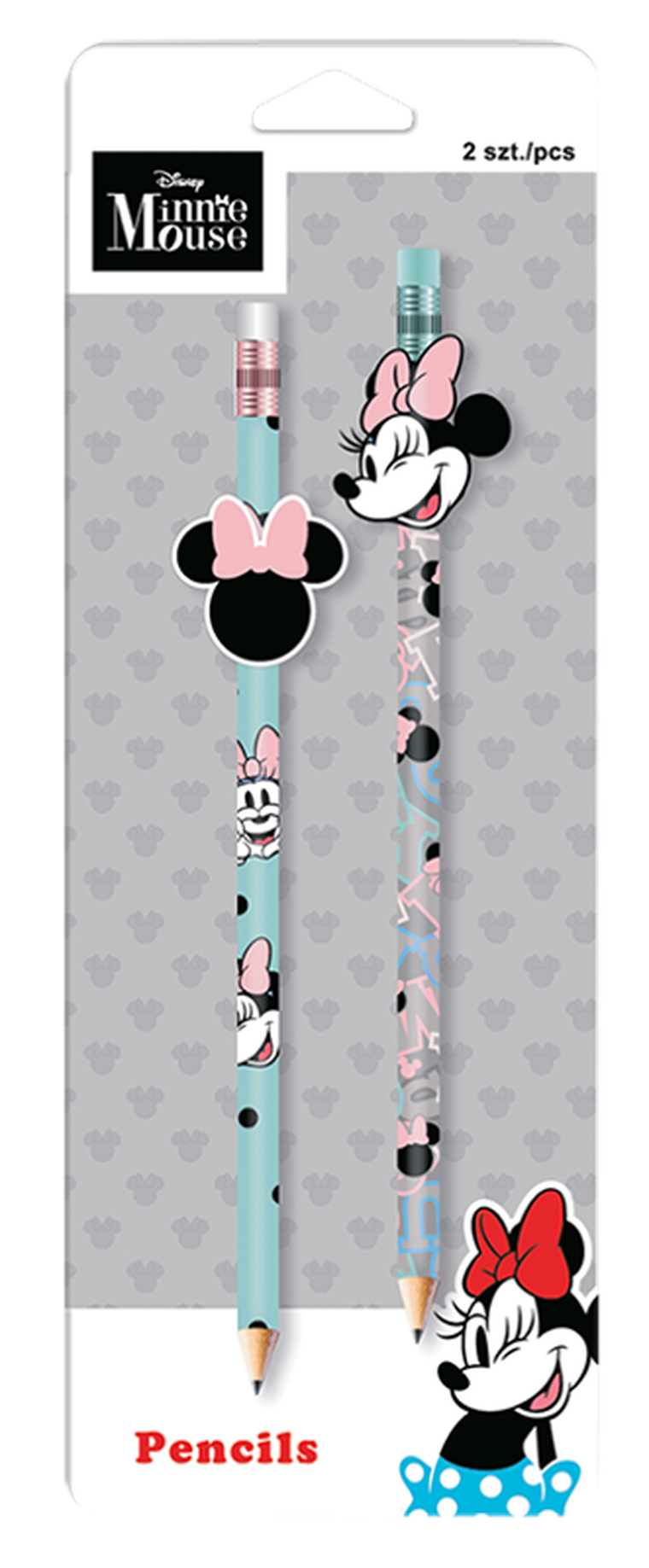 Myszka Minnie, ołówek z gumową nakładką, fashion, 2 szt.
