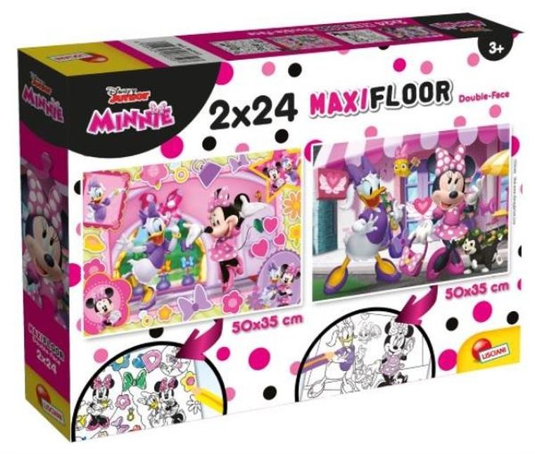 Myszka Minnie, puzzle dwustronne supermaxi, 2-24 elementy, 50-35 cm