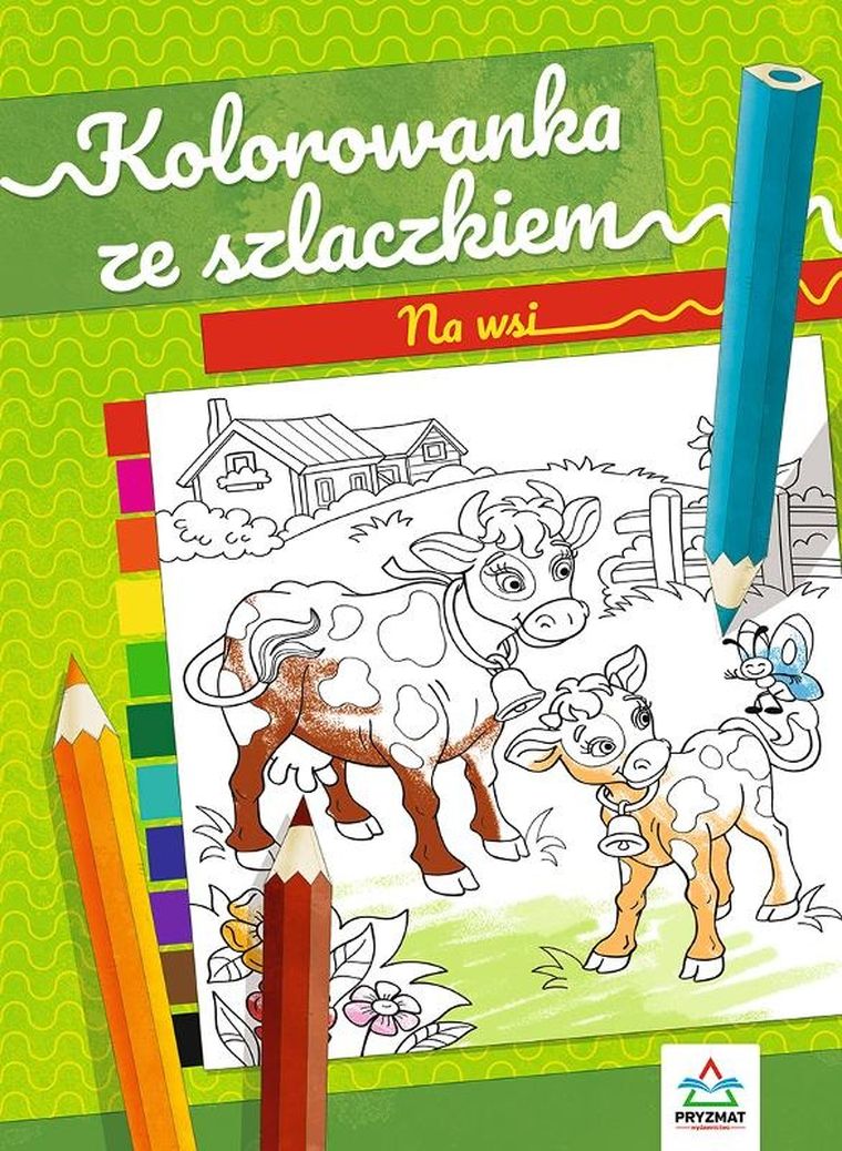 Na wsi. Kolorowanka ze szlaczkiem