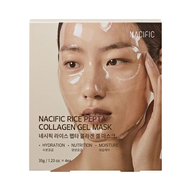 Nacific, Rice Pepta Collagen Gel Mask, beztkaninowa maska hydrożelowa, 4 szt.