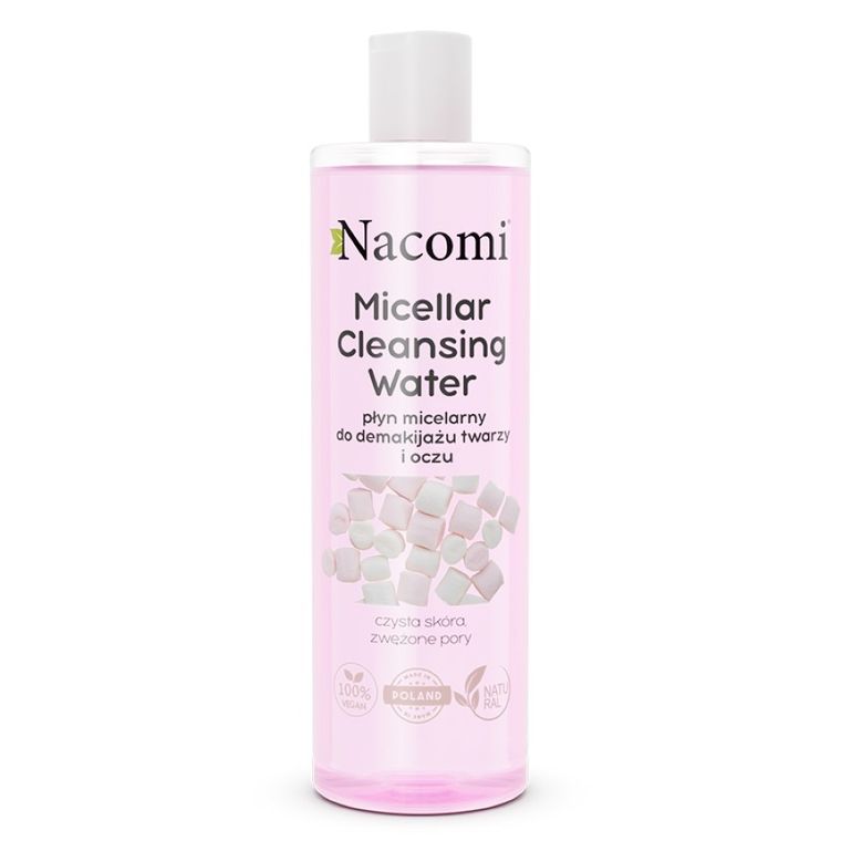 Nacomi, Micellar Cleansing Water, płyn micelarny do demakijażu twarzy i oczu zwężający pory, 400 ml