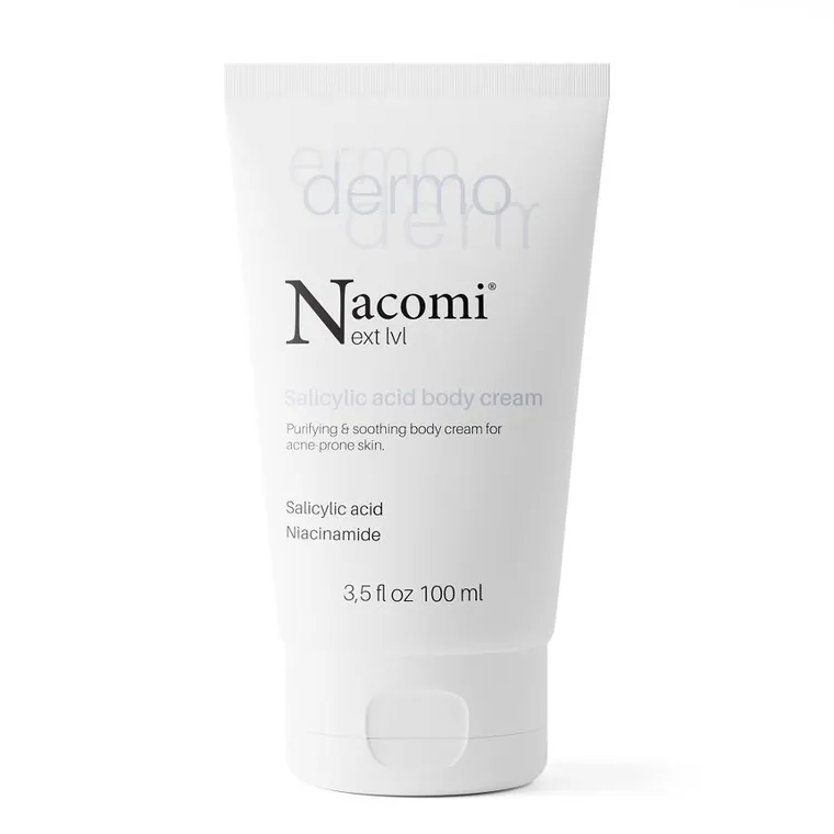 Nacomi, Next Level Dermo, oczyszczająco-łagodzący krem do ciała z kwasem salicylowym i niacynamidem, 100 ml