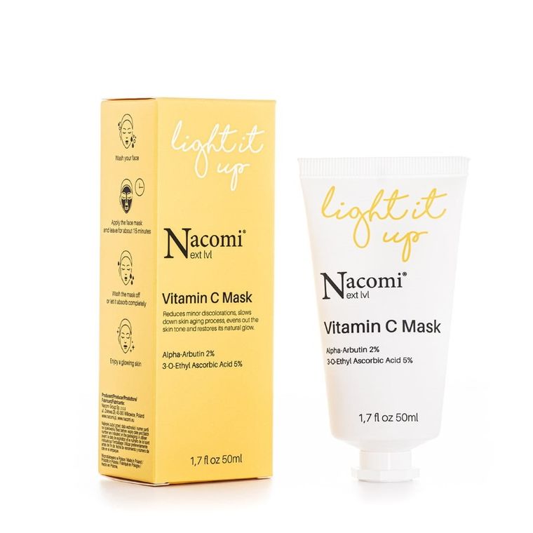 Nacomi, Next Level Vitamin C Mask, rozjaśniająca maska z witaminą C, 50 ml