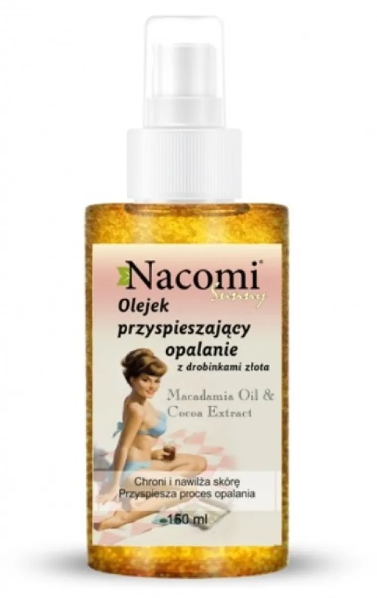 Nacomi, olejek przyspieszający opalanie z drobinkami złota, 150 ml