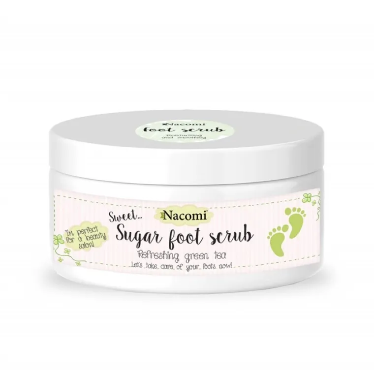 Nacomi, Sugar Foot Scrub naturalny cukrowy peeling do stóp Zielona Herbata, 125 g