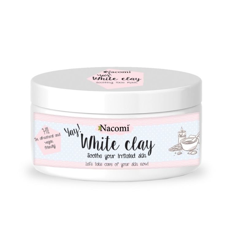 Nacomi, White Clay, biała glinka nawilżająco-łagodząca, 50 g